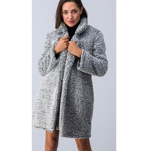 Women's Fleece Open Sherpa Coat With Pockets - Picture 5 of 8